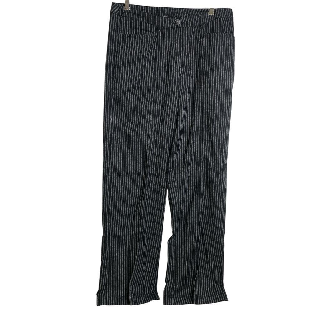 Sundance Anover Wide Leg Linen Pants Size 6 Black White Relaxed Trousers Casual